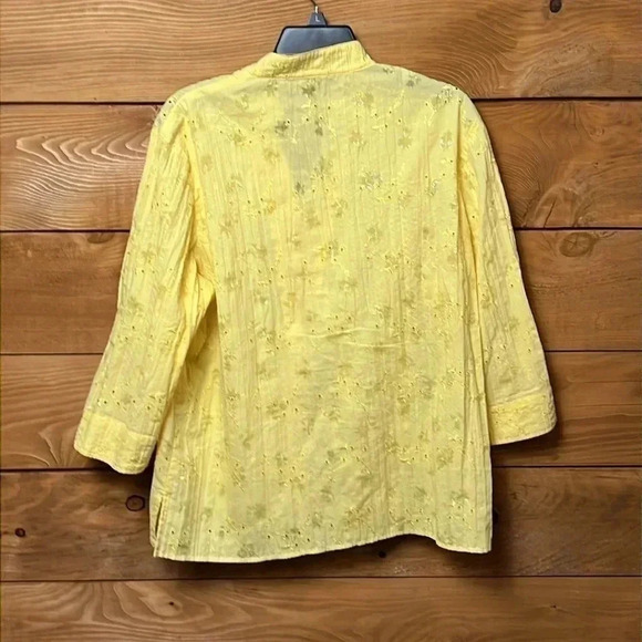 DRAPERS AND DAMONS Women’s YELLOW BLOUSE XL lightweight button up long sleeve‎ - Picture 2 of 5